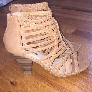 Women’s heels size 8 with braided style straps